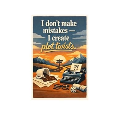 [Carastora] I Dont Make Mistakes I Create Plot Twists Metal Tin Sign Vintage Inspirational Quote Wall Decor Retro Writing Humor Art 8x12 Inch Hanging Plaque Office Study Room Creative Poster