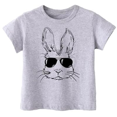 [cheerilulu] cheerilulu Easter Shirt for Toddly Boy Girls Kids, Happy Bunny Toddler T-Shirt, Spring Egg Hunt Kids Tee, 2-6T