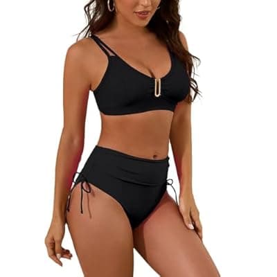 [Nillocco] Nillocco 2 Piece Bikini Set U-Wire Curvy Modest Swimsuit for Women High Waisted Tummy Control 2026 Beach Swim Bathing Suits