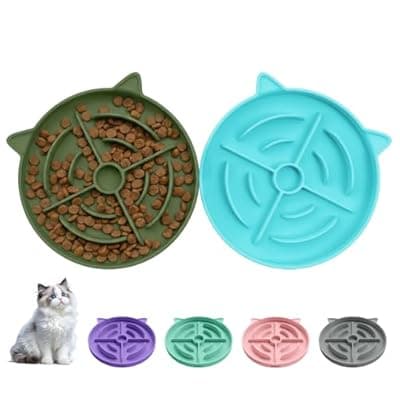 [YINEYA] YINEYA 2 Pcs Silicone Slow Feeder Cat Bowl, Cat Slow Feeder for Food Training, Interactive Puzzle Bowls for Puppy, Kitten Dishes to Prevent Overeating, Treat Toys Suitable for Dry and Wet Food