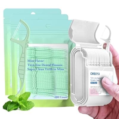 [CWBXYU] Professional Mint Twin-Line Dental Floss Picks 352 Count - No Break/No Shred Smart Flossers, 2X Deep Cleaning for Teeth, Travel & Daily Oral Care Toothpicks Sticks,for Hard-to-Reach Areas