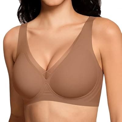 [LetsJoli] LetsJoli Deep V Wireless Jelly Bras for Women No Underwire Seamless Push Up Comfortable Tshirt Bralettes Everyday Bra