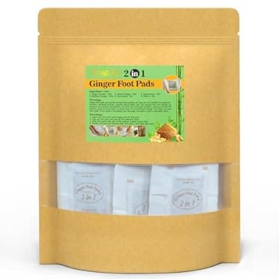 [TEWEAE] TEWEAE 2 in 1 Ginger Foot Pads, 120 Pads Tear and Use, Premium Natural Ingredients Ginger Powder, Bamboo Vinegar FootPads with ''Stay in Place'' Adhesive Pads Sheet