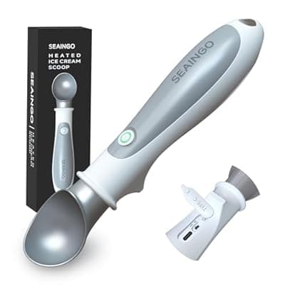 [SEAINGO] SEAINGO Heated Ice Cream Scoop - Rechargeable, ON/OFF Safety Lock Switch, Two Warming Modes, Ergonomic Handle, Electric Kitchen Tool Nonstick Scooper for Gelato, Frozen Yogurt, Sorbet & More