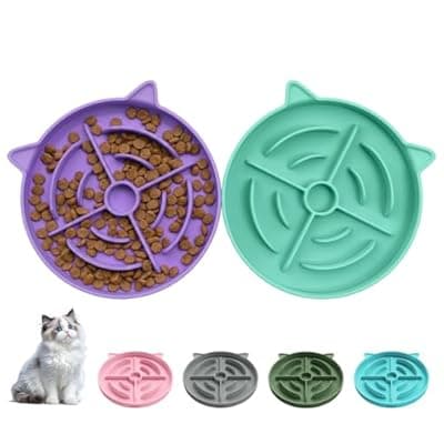 [YINEYA] YINEYA 2 Pcs Silicone Slow Feeder Cat Bowl, Cat Slow Feeder for Food Training, Interactive Puzzle Bowls for Puppy, Kitten Dishes to Prevent Overeating, Treat Toys Suitable for Dry and Wet Food