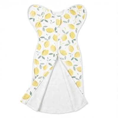 [ANYEDDE] ANYEDDE Arms Up Swaddle for Newborns 0-3 Months, with Openable Cuff & Bottom Button Design, Unisex Smiling Lemon Breathable Swaddle Sack with 2-Way Zipper, for Baby Boys & Girls