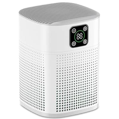 [Honeyuan] Air Purifiers for Bedroom, Honeyuan H13 HEPA Air Purifier for Home Large Room 1095 sqft, Air purifiers with 360°Air Intake, 3 Fan Speeds, 3-Stage Filtration, White