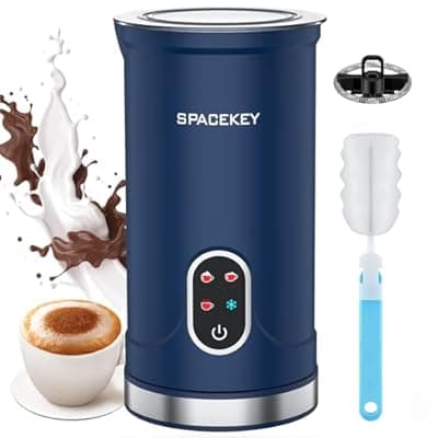 [Spacekey] Spacekey Milk Frother Electric Automatic Frother for Coffee with Mute Mode, 10.1oz/300ml Overheat Protection Milk Steamer, 4-in-1 Warm and Cold Foam Maker for Latte/Hot Chocolate