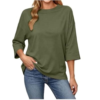 [LIKEOULI] LIKEOULI Womens Tops Trendy Casual Tie Back T Shirts Crewneck Casual Going Out Tops for Women Loose Basic Tee Summer Outfits