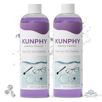 [kunphy] Upgraded KUNPHY Jewelry Cleaner, Professional Ultrasonic Jewelry Cleaner Solution for All Ultrasonic Cleaners, Multi-Purpose Ring Cleaner for Silver, Gold, Diamonds and Eyeglasses, 8.5 Oz * 2 Packs