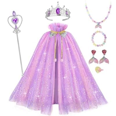 [VENSEEN] VENSEEN Princess Dress Up Clothes for Girls 3 4 5 6 7 8, Toddler Costume Toys with Cape, Kids Birthday Gift