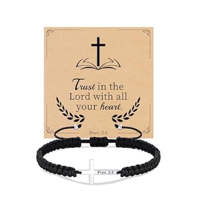 [Sistble] Sistble Christian Gifts Cross Bracelet for Men Easter Baptism Religious Gifts for Women Handmade Braided Bracelets Inspirational Confirmation Gifts for Teenage Girl Boys Jewelry