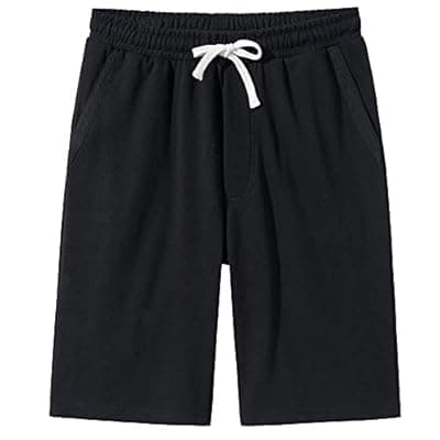 VANCOOG Men’s Casual Cotton Knit Short Drawstring Elastic Jogger Gym Shorts