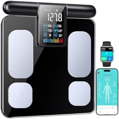 [KUAIVO] KUAIVO 8-Electrode Smart Body Fat Scale with Handle, 28 Body Metrics, Segmental Measurements for Arms/Legs/Torso for Arms/Legs/Torso, Large Display, App Sync, 180kg/400lbs
