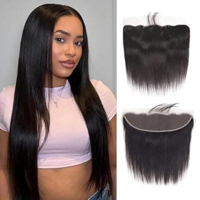 [SENSAIRUITE] Straight Frontal Closure Human Hair 13x4 Ear to Ear HD Lace Brazilian Virgin 100% Human Hair 20 Inch for Black Women Natural Black Color