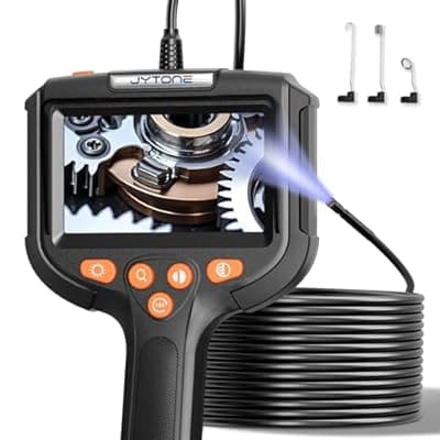 [JYTONE] JYTONE Endoscope Camera with Light, 5.5mm Waterproof Borescope with 4.3" HD Screen, 33ft Semi-Rigid Cable for Automotive, Plumbing, Pipe Inspection