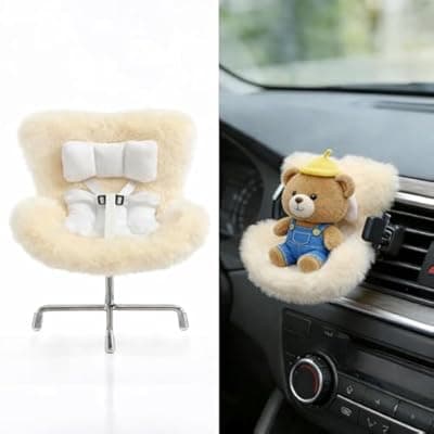 [Ezcora] Ezcora Accessories for 10-17cm Dolls, Doll Car Seat with Clip onto Car Air Vent, Includes Seat Leg for Desktop Display (Beige)