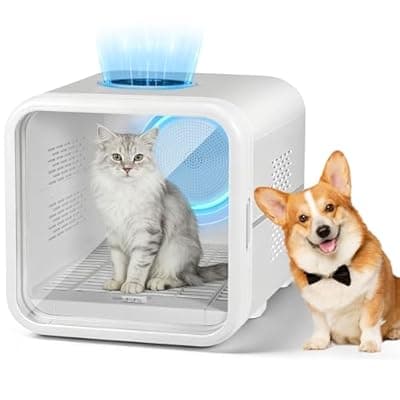 [TNELTUEB] Automatic Pet Hair Dryer Box,Powerful Motor Fans Blower for Cats and Small Dogs,360° Drying,Temperature Control,Self-Dryer Boxes with 3 Adjustable Speed Settings&Quick Drying Modes, Cat Toys,Towel W