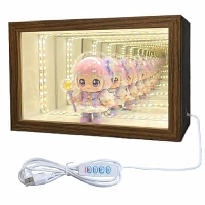 [Anicoliryn] Anicoliryn Acrylic Display Case for Collectibles – Lighted Infinity Mirror Mini & Action Figure Cabinet