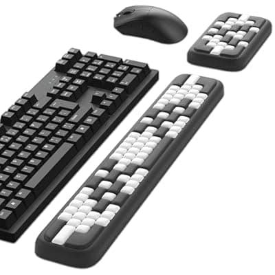 [MEKASS] MEKASS Keyboard Wrist Rest, Ergonomic Wrist Pad, Soft Memory Foam Keyboard Hand Rest with Non-Slip Base, Easy Typing, Pain Relief, Comfort Support for Office Work Gaming Accessories (Black White)