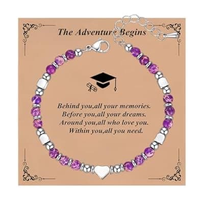 [Ediseng] Ediseng 2025 Graduation Gifts for Her,Heart Charm Bracelets for Her,Personalized Graduation Bracelets for College/High School/Masters Degree/Nursing/8th Grade/Middle School/5th Grade