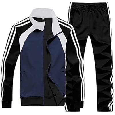 Sun Lorence Men's Athletic Running Tracksuit Set Casual Full Zip Jogging Sweat Suit
