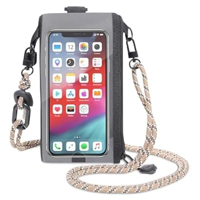 [SHOMICO] SHOMICO Small Crossbody Bags for Women, Faux Leather Cell Phone Purse Crossbody, Cross Body Purse with Touchable Clear Phone Window & Charging Port, Purses with Blue Adjustable Crossbody Strap