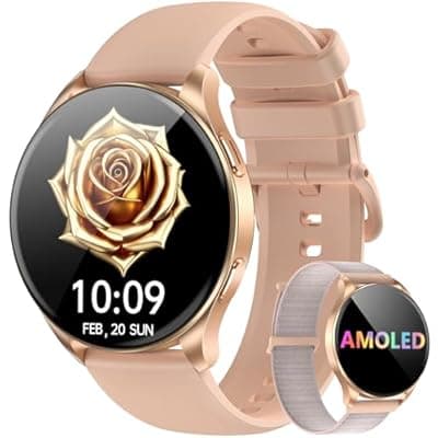 [Blackview] Blackview Smart Watch for Women(Make/Answer Calls), 1.43''AMOLED Touchscreen Fitness Tracker with 100+ Sports Modes, Heart Rate/SpO2/Sleep Monitor/2 Straps, Smartwatch for iPhone & Android