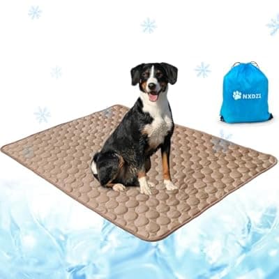 [NXDZI] Dog Cooling Mat for Dogs, 59 x 40 Inch Washable Pet Pad, Soft Breathable Dog Bed Mat for Large Dogs, Lightweight Summer Blanket for Crate, Sofa, Floor, Car Seat, Indoor and Travel Use, Brown