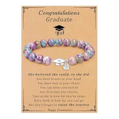 [Sistble] Sistble 2026 Graduation Gifts Class of 2026 Gifts A-Z Initial Graduation Bracelets for Her College High School 8th 6th 5th Grade Graduation Gifts Graduation Cap Decorations Inspirational Jewelry