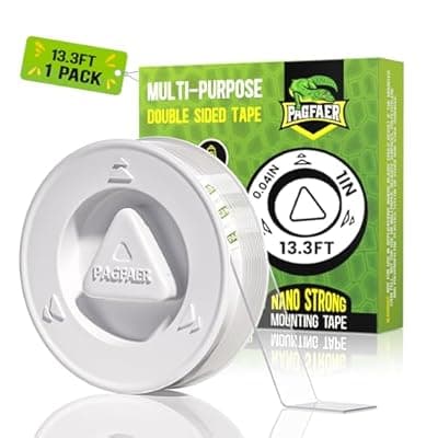 [PAGFAER] PAGFAER Double Sided Tape Heavy Duty, Extra Large 13.3FT Nano Tape, Transparent Strong Double Sided Adhesive Mounting Tape, Clear Picture Hanging Strips for Wall, Poster, Carpet, Craft