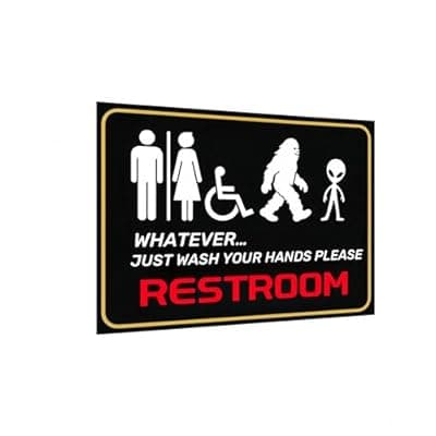 [Carastora] Carastora All-Gender Bathroom Wall Sign – Funny Wash Hands Reminder, Alien & Creature Theme Metal Sign for Home, Office or Public Restroom, 8x12 Inch