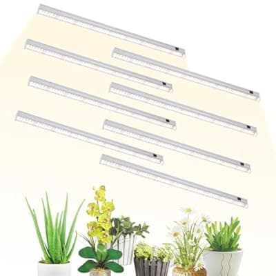 [DingChen] DingChen T5 Grow Lights, 2FT 120W (8×15W, 1000W Equivalent), Full Spectrum Grow Lights for Indoor Plants, 4000K, Plug and Play, Easy to Install, for Greenhouse & Plant Shelves (8 Pack)