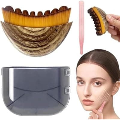 [Avalessia] Avalessia Lymphatic Contour face Brush and Jade Stone guasha Tool for face,Dry Lymphatic Drainage Massager,Ergonomically Designed to Fit The Skin Precisely and Relieve Fatigue