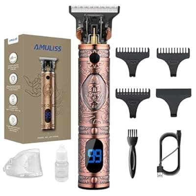 [AMULISS] AMULISS Professional Hair Trimmer Mens Hair Clippers Zero Gapped Cordless Hair Trimmer Professional Haircut & Grooming Kit for Men Rechargeable LED Display