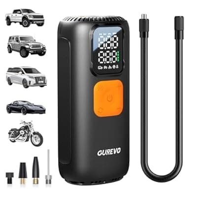 [Gurevo] Tire Inflator Portable Air Compressor, 160 PSI Digital Tire Pump with Auto Shut-Off – Car, Truck, Motorcycle, Bicycle & Sports Ball Air Pump