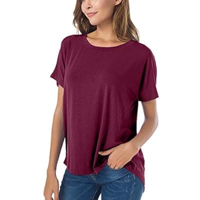 [Herou] Herou Casual Summer Short Sleeve High Low Loose T Shirt Basic Tees Tops for Women