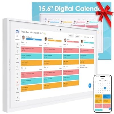 [RIRMJOR] 15.6" Electronic Wall Calendar & Digital Family Planner, 2K Smart Touchscreen Display with Video Call, Chore Chart & Shared Family Schedule, 4+64GB, Wall or Desk Mount, Interactive Calendar Organizer