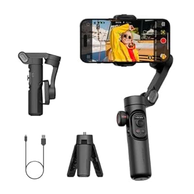 [AOCHUAN] AOCHUAN Gimbal Stabilizer for iPhone Gimbal, Smartphone w/Focus Wheel Face/Object Tracking for iPhone 17 16 15 Pro Max/Android Foldable 3-Axis Handheld Phone Stabilizer for Video Recording -Smart XE