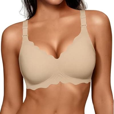 [OEAK] OEAK Women Jelly Bras No Underwire Scalloped Push Up Buttery Soft Tshirt Bra Seamless Full Coverage Convertible Everyday Bra