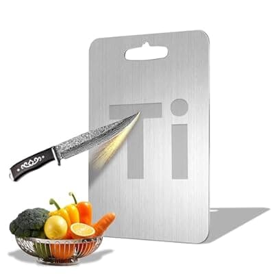 [Qianying] Titanium Cutting Board - 100% Pure Titanium Cutting Boards for Kitchen Double Sided Non Toxic Titanware for Meat/Vegetables, Hygiene Durable Dishwasher Safe Metal Chopping Board Large