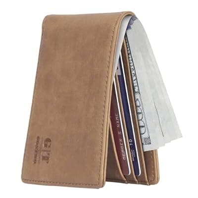 [Gostwo] Gostwo Mens Wallet RFID Blocking Slim Minimalist Bifold Wallet with ID Window & Business Card Holder, Thin Front Pocket Design, Stylish Wallet for Men, Teen, Boyfriend, Husband