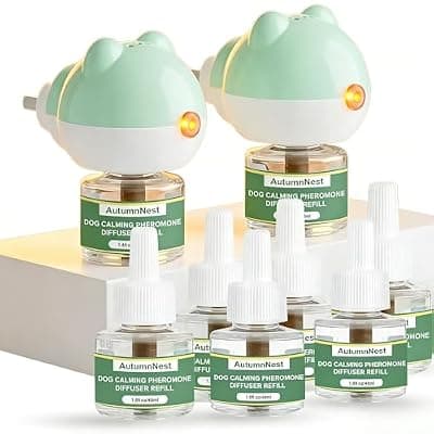 [AutumnNest] Calming Diffuser for Dog, Pheromone Plug-in Set (2 Diffusers & 6 Refill 48ml) for Dog Anxiety Relief, Reduces Barking, Aggression, Destructive Behavior, Fireworks Fear, 180-Day Dogs Calming Diffuser