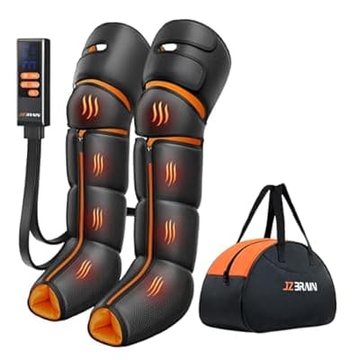 [JZBRAIN] JZBRAIN Leg Massager with Heat and Compression : Foot and Calf Massager for Circulation and Pain Relief, Sequential Compression Boots with 6 Modes, 9 Intensity, 3 Heat - Gifts for Mom, Dad, Him, Her