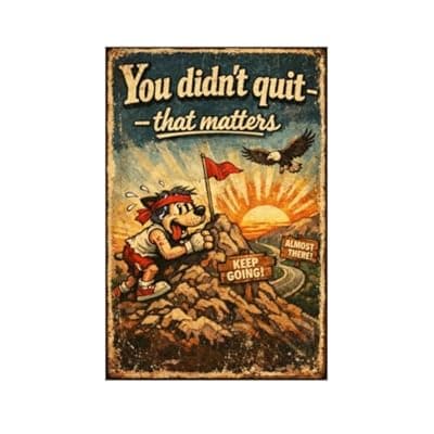 [Carastora] You Didn’t Quit That Matters Tin Sign Vintage Inspirational Quote Metal Wall Decor Retro Cartoon Mountain Sunrise Motivation Plaque Rustic Perseverance Art For Home Office Garage 8x12 Inch