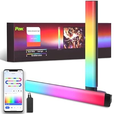[Paklighting] Smart RGB+IC LED Light Bars, 15 Inch Gaming Lights for TV Backlight, Color Changing Lights with Music Sync, 16 Million Colors, Works with Alexa & Google Assistant, 44 Dynamic Modes for TV Monitor Room