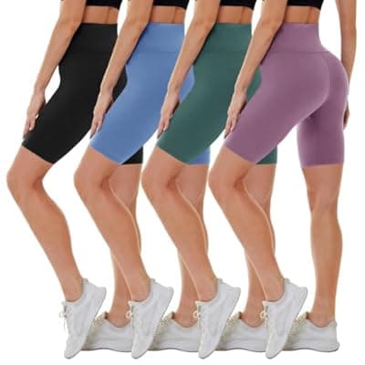 [CAMPSNAIL] CAMPSNAIL 4 Pack Biker Shorts Women – 8" High Waist Tummy Control Workout Gym Yoga Running Compression Shorts