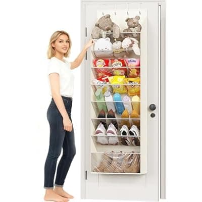 [ZATOCL] ZATOCL 8-Tier Over The Door Organizer, Space Saving Hanging Shoes Organizer and Storage Unit, Organizer for Closet, Bedroom, Entryway, White