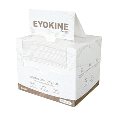 [Eyokine] Eyokine Disposable Face Towels XL, Biodegradable & 100% Plant-Based Viscose, Ultra Soft & Hygienic, Makeup Remover Dry Wipes & Face Cloths for Washing Face, Sensitive Skin Friendly, 10" x 12", 50 Ct