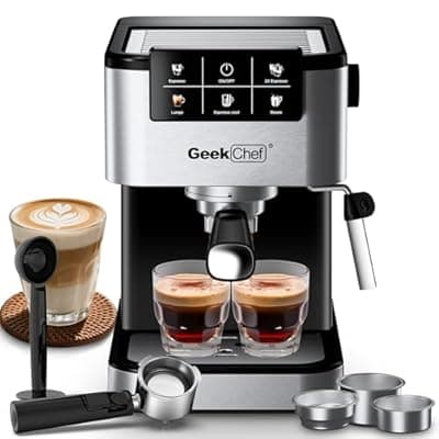 [Geek Chef] Geek Chef Espresso Machine, 20 Bar Espresso and Cappuccino Coffee Maker, Quick Heating Automatic, Latte & Cappuccino Creator, for Home, for Gift to Family, Friends, Coffee Shops